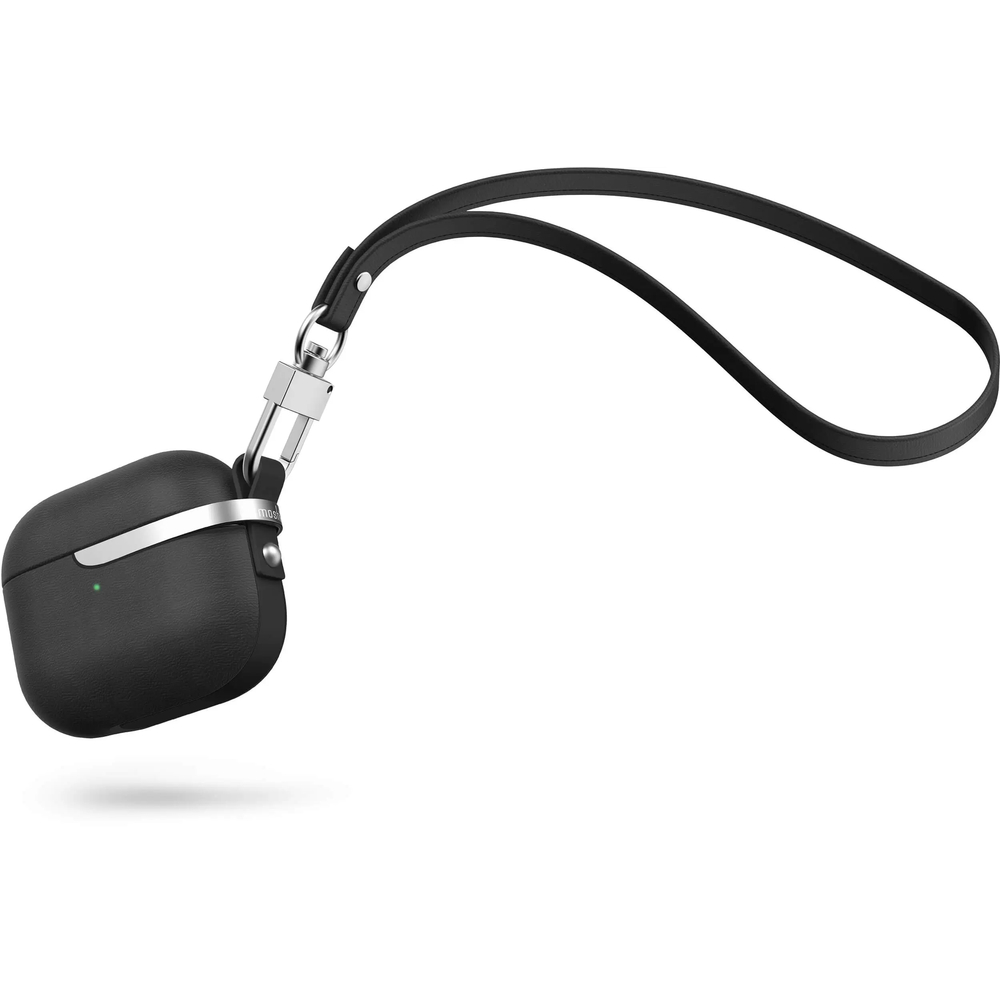 Чехол Moshi Pebbo Luxe for AirPods 3. Материал искусственная кожа. Цвет: черный